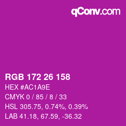 カラーコード: RGB 172 26 158 | qconv.com