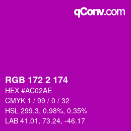 カラーコード: RGB 172 2 174 | qconv.com