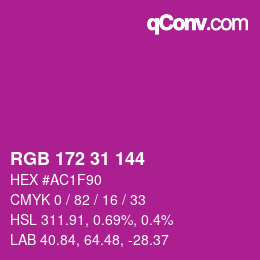 Color code: RGB 172 31 144 | qconv.com