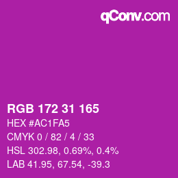 Color code: RGB 172 31 165 | qconv.com