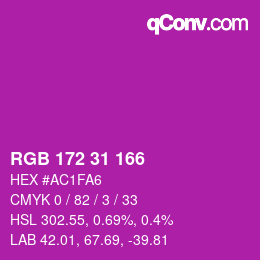 Color code: RGB 172 31 166 | qconv.com