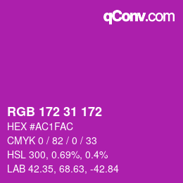 Color code: RGB 172 31 172 | qconv.com