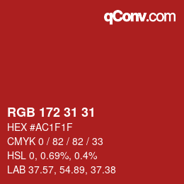 Color code: RGB 172 31 31 | qconv.com