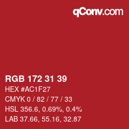 Color code: RGB 172 31 39 | qconv.com