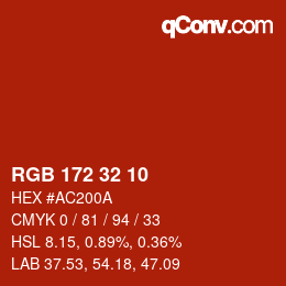 Color code: RGB 172 32 10 | qconv.com