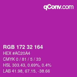 颜色代码: RGB 172 32 164 | qconv.com