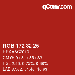 Color code: RGB 172 32 25 | qconv.com