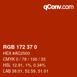 Color code: RGB 172 37 0 | qconv.com