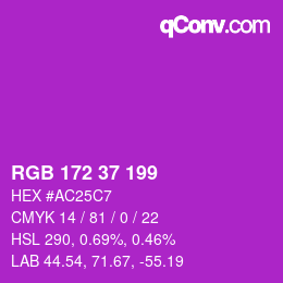 Color code: RGB 172 37 199 | qconv.com