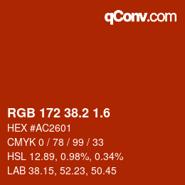 カラーコード: RGB 172 38.2 1.6 | qconv.com