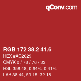 カラーコード: RGB 172 38.2 41.6 | qconv.com