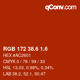 カラーコード: RGB 172 38.6 1.6 | qconv.com