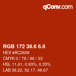カラーコード: RGB 172 38.6 6.6 | qconv.com