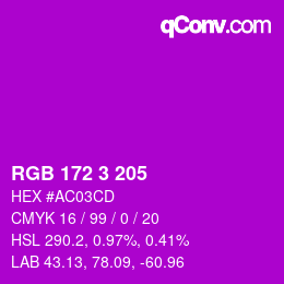 Color code: RGB 172 3 205 | qconv.com