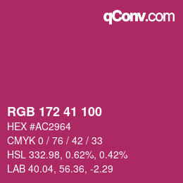 Color code: RGB 172 41 100 | qconv.com