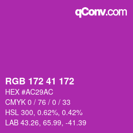 Color code: RGB 172 41 172 | qconv.com