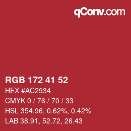 カラーコード: RGB 172 41 52 | qconv.com