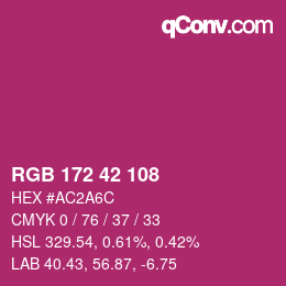 颜色代码: RGB 172 42 108 | qconv.com