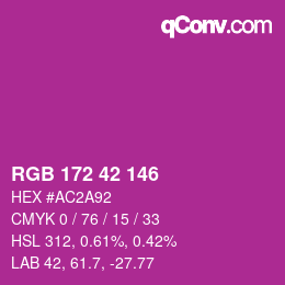 颜色代码: RGB 172 42 146 | qconv.com