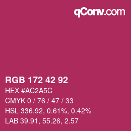 颜色代码: RGB 172 42 92 | qconv.com