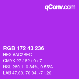 Color code: RGB 172 43 236 | qconv.com