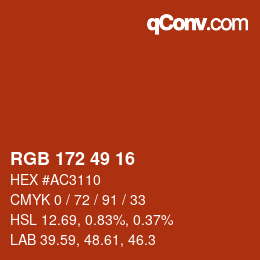 カラーコード: RGB 172 49 16 | qconv.com