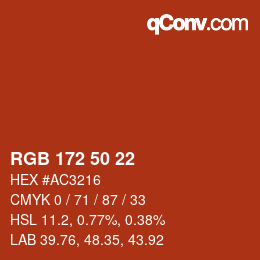颜色代码: RGB 172 50 22 | qconv.com