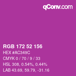 Color code: RGB 172 52 156 | qconv.com