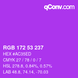 Color code: RGB 172 53 237 | qconv.com