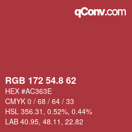 カラーコード: RGB 172 54.8 62 | qconv.com