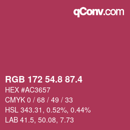 カラーコード: RGB 172 54.8 87.4 | qconv.com
