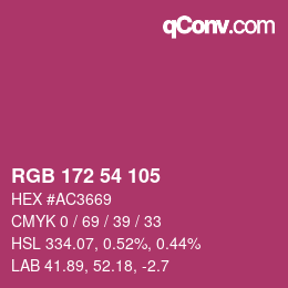 カラーコード: RGB 172 54 105 | qconv.com