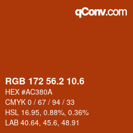 カラーコード: RGB 172 56.2 10.6 | qconv.com