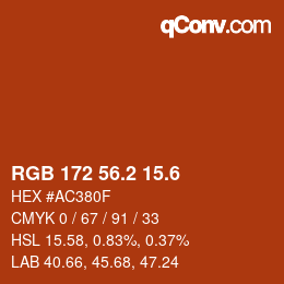 カラーコード: RGB 172 56.2 15.6 | qconv.com