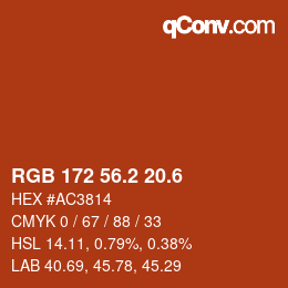 カラーコード: RGB 172 56.2 20.6 | qconv.com