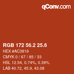 カラーコード: RGB 172 56.2 25.6 | qconv.com