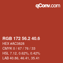 カラーコード: RGB 172 56.2 40.6 | qconv.com