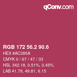 カラーコード: RGB 172 56.2 90.6 | qconv.com