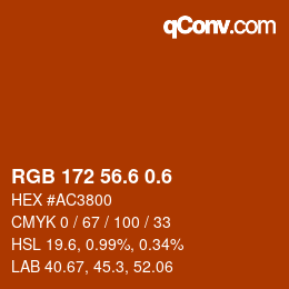 カラーコード: RGB 172 56.6 0.6 | qconv.com