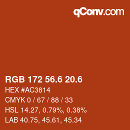 カラーコード: RGB 172 56.6 20.6 | qconv.com