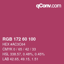 颜色代码: RGB 172 60 100 | qconv.com