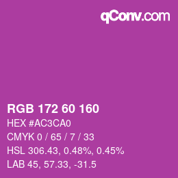 カラーコード: RGB 172 60 160 | qconv.com