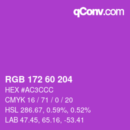 カラーコード: RGB 172 60 204 | qconv.com