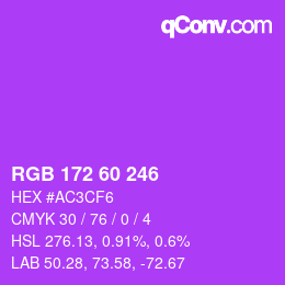 Color code: RGB 172 60 246 | qconv.com