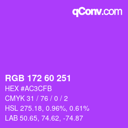 カラーコード: RGB 172 60 251 | qconv.com