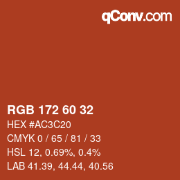 颜色代码: RGB 172 60 32 | qconv.com
