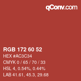 カラーコード: RGB 172 60 52 | qconv.com