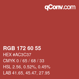 颜色代码: RGB 172 60 55 | qconv.com
