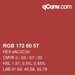 颜色代码: RGB 172 60 57 | qconv.com
