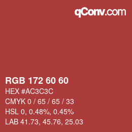 カラーコード: RGB 172 60 60 | qconv.com